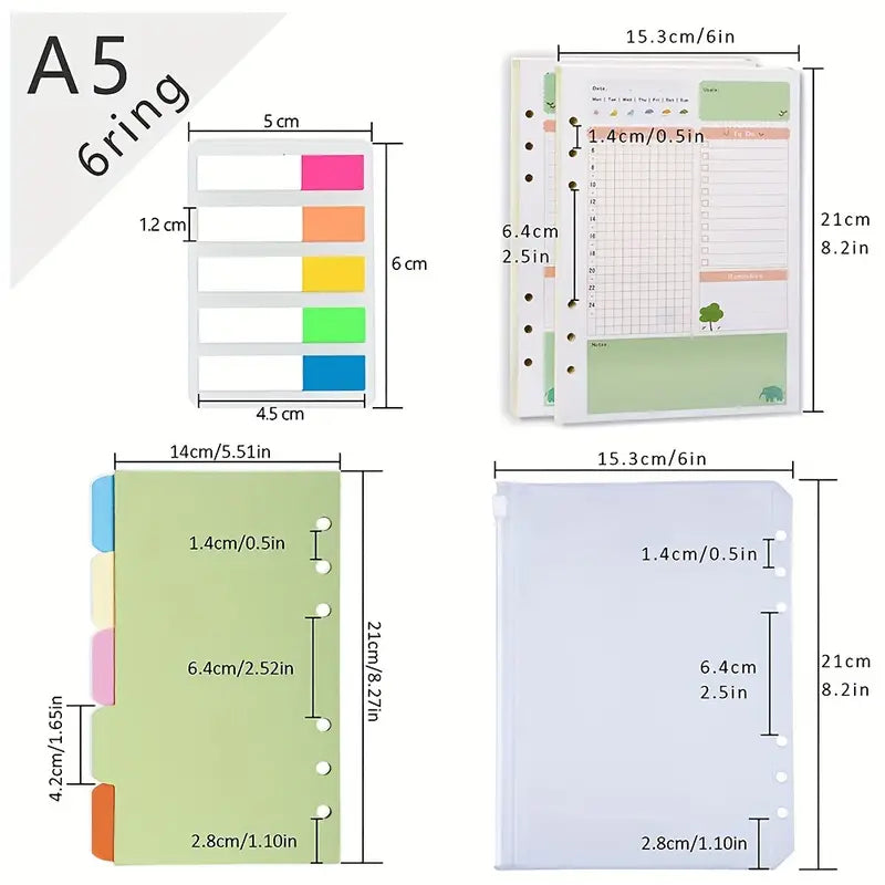 Planner A5 rosa con sei anelli