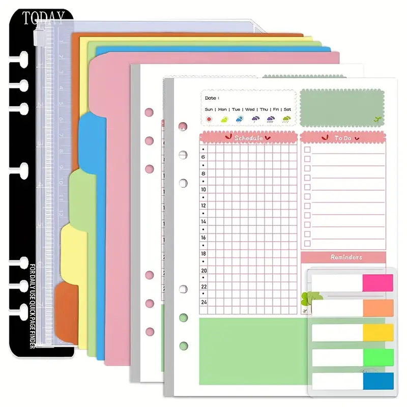 Planner A5 rosa con sei anelli