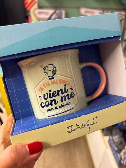 Tazza "se tu mi dici vieni con me non ti chiedo nemmeno dove" Mr Wonderful