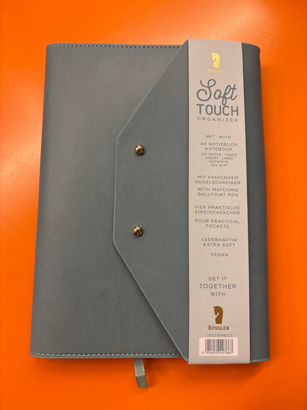 Organizer Soft Touch Azzurro Rossler  – Porta Taccuino A5 Elegante e Riutilizzabile