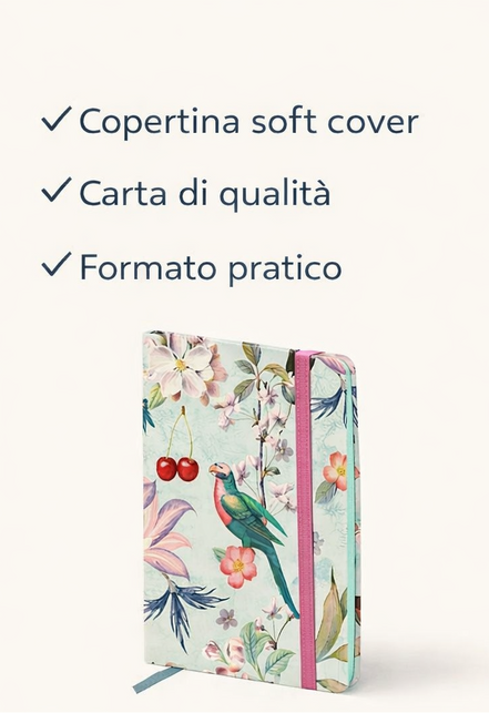 Taccuino soft cover leggero e flessibile, perfetto per l’uso quotidiano
