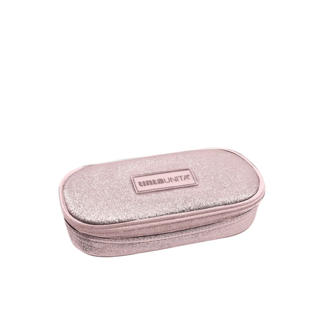 Astuccio ovale glitter rosa - Tinta Unita