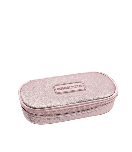 Astuccio ovale glitter rosa - Tinta Unita