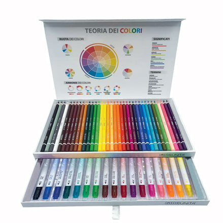 Scatola 36 matite colorate e 18 brush - Tinta Unita