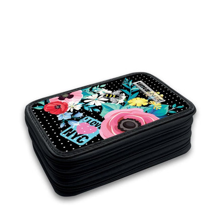Astuccio 3 Zip Fantasy Flower - Tinta Unita