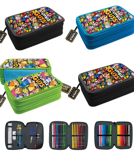 Astuccio 3 zip Stumble Guys - Tinta Unita