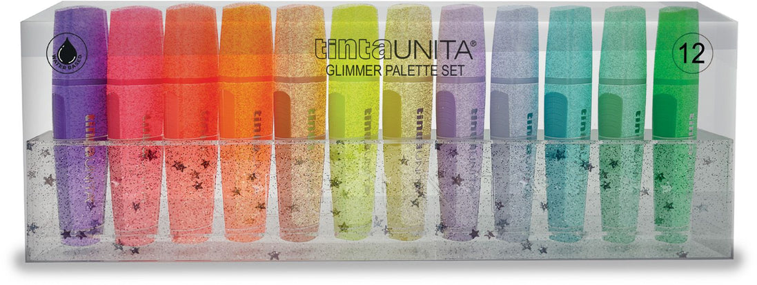 Set 12 evidenziatori glitterati - Tinta Unita