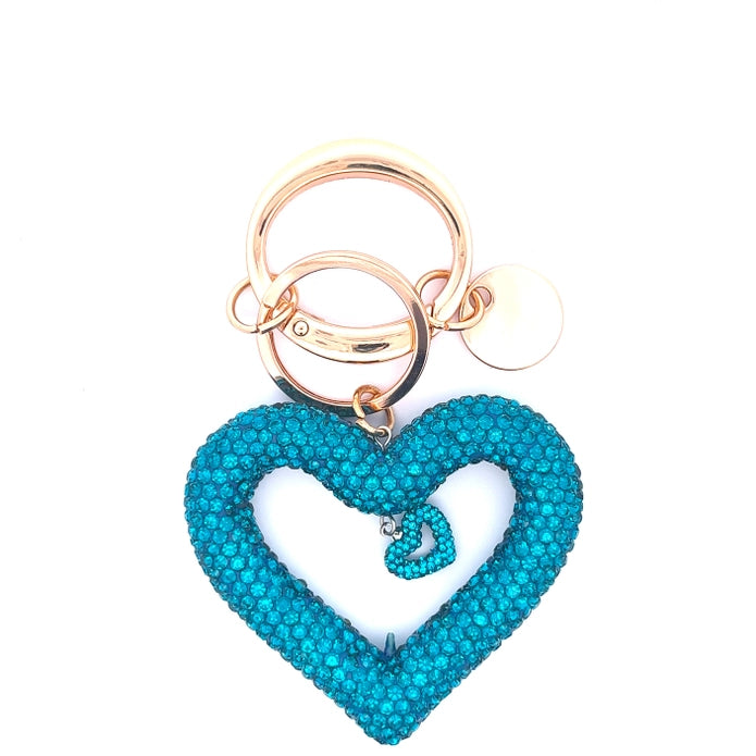 Portachiavi cuore strass azzurro