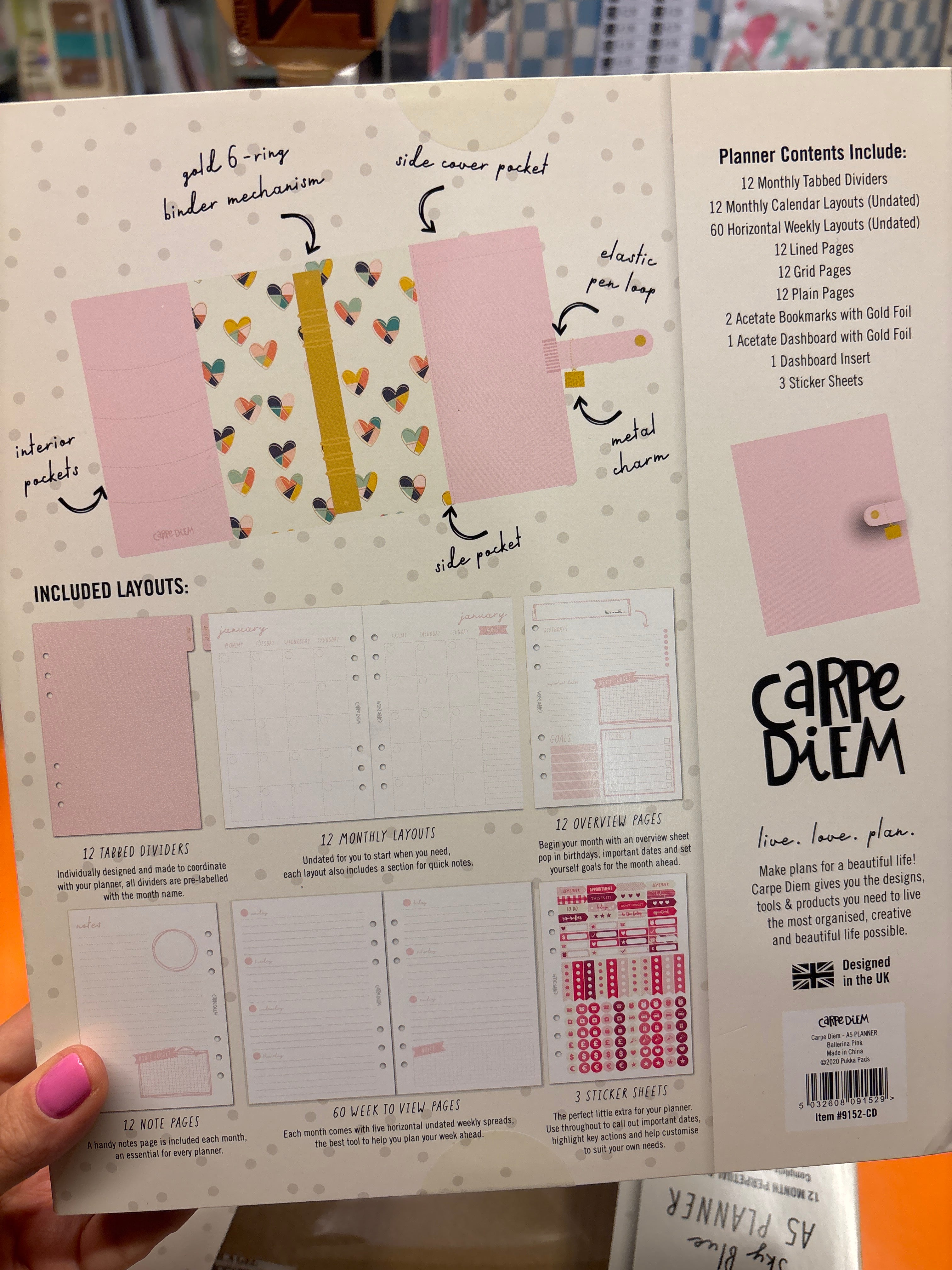 Planner con anelli A5 rosa
