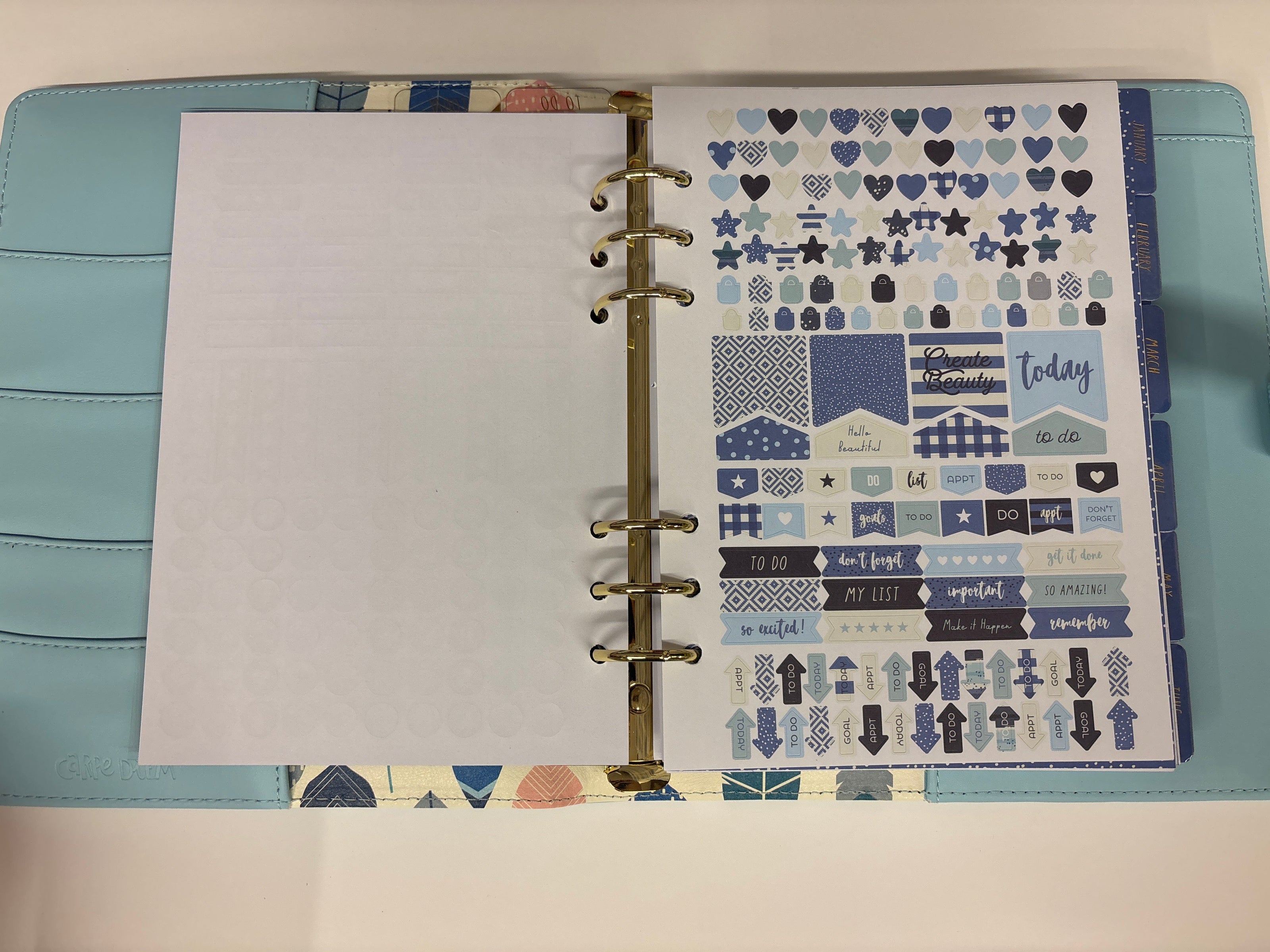 Planner con anelli A5 azzurro