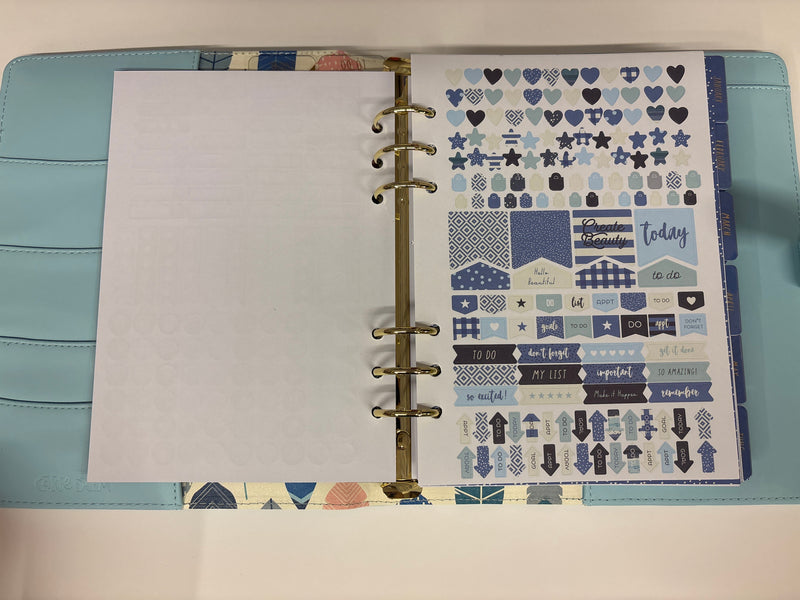 Planner con anelli A5 azzurro