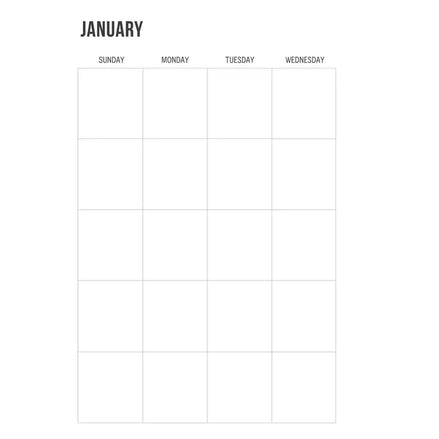 Calendario non datato per planner A5