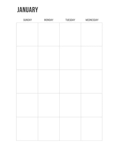 Calendario non datato per planner A5