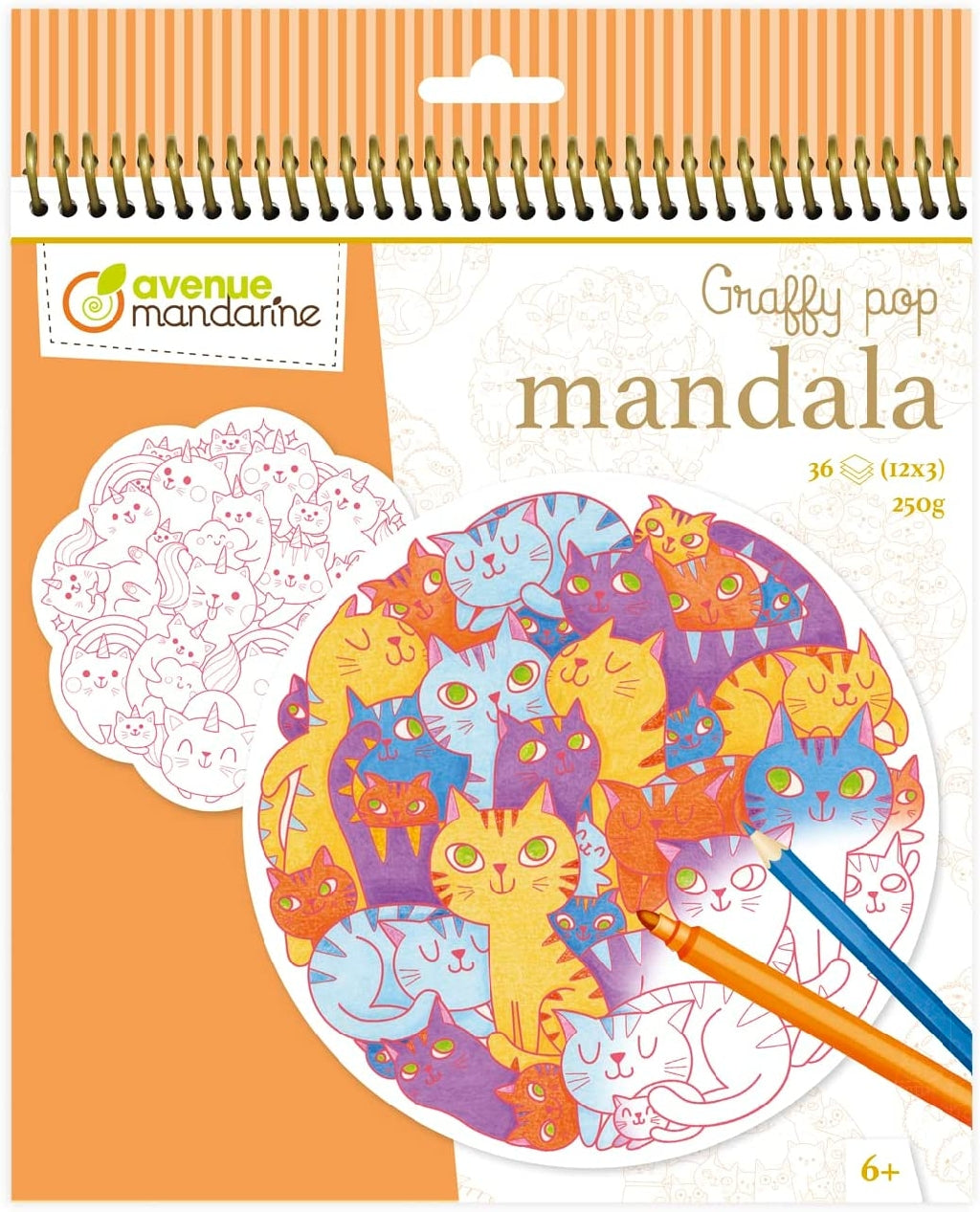 Graffy Mandala My Mandarine - Rilassati e crea mandala pieni di gattini