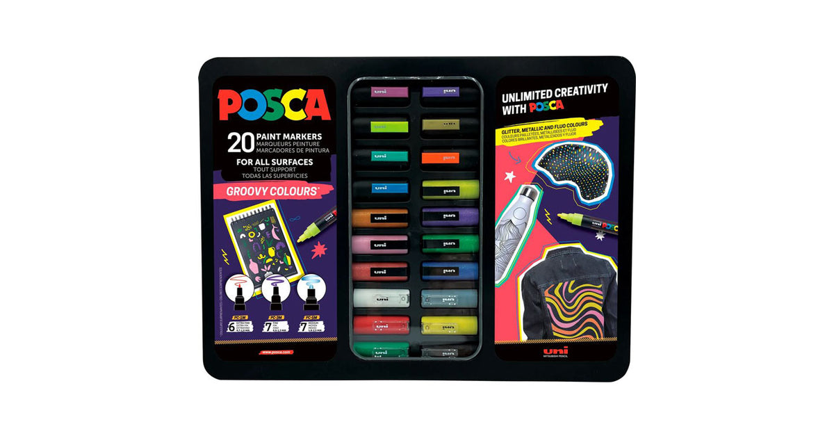 Scatola in metallo 20 Uniposca Groovy Colours