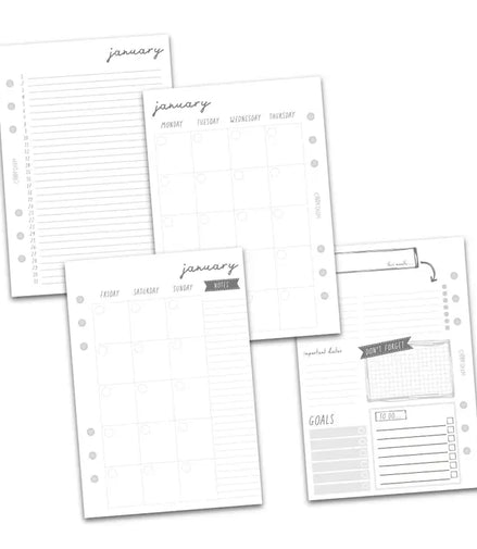 Calendario non datato per planner A5