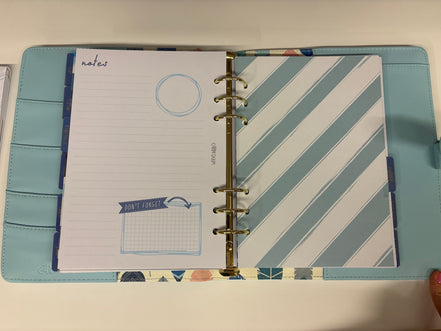 Planner con anelli A5 azzurro