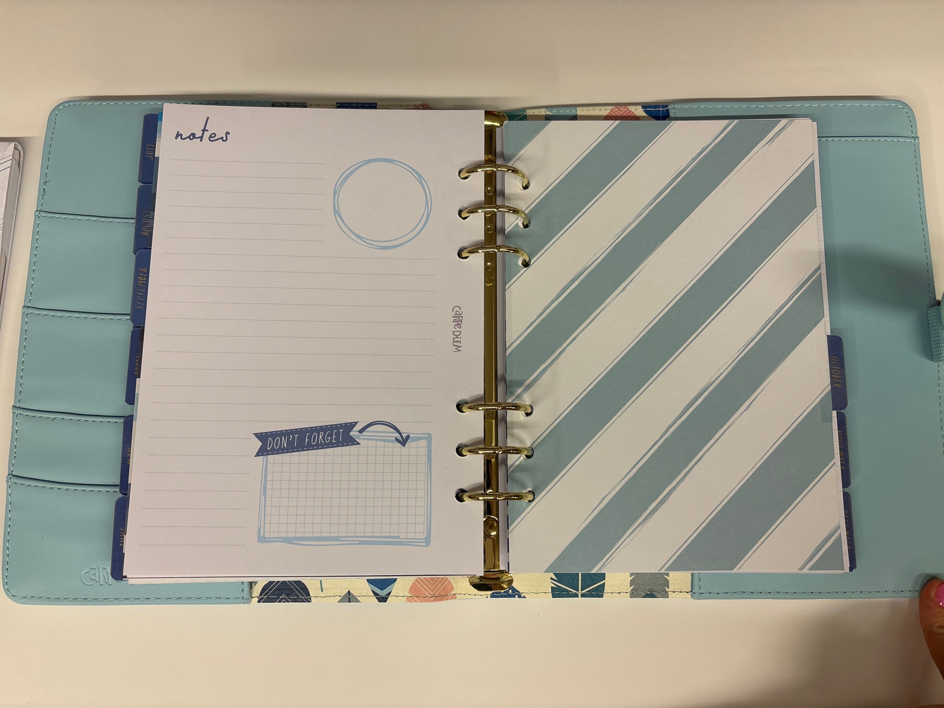 Planner con anelli A5 azzurro