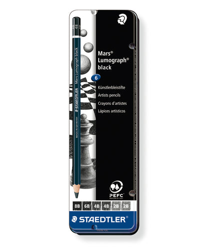 Confezione di metallo sei matite black matt Steadtler