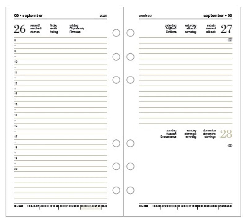 Ricambio giornaliero 2026 A6 per planner