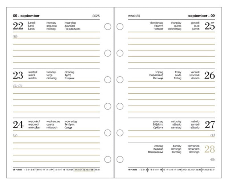 Ricambio settimanale 2026 A5 per planner