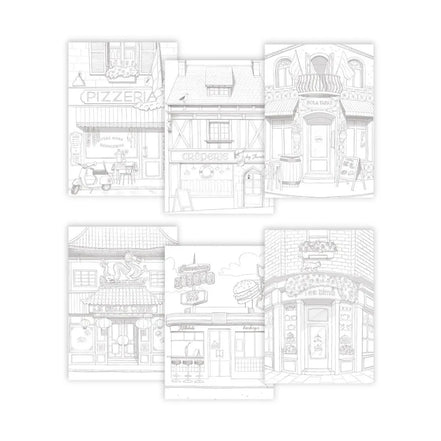 Album da colorare A4 Odelia ShopFronts - Colora, rilassati e crea opere uniche