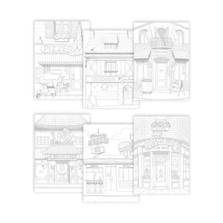 Album da colorare A4 Odelia ShopFronts - Colora, rilassati e crea opere uniche