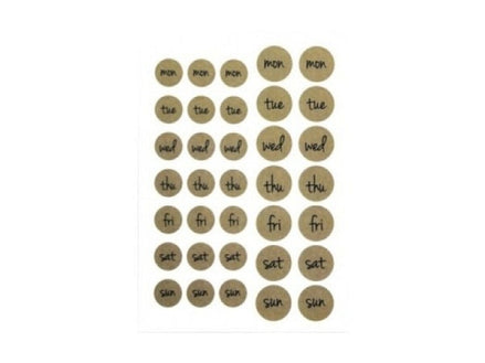 Stickers tondi con giorni della settimana