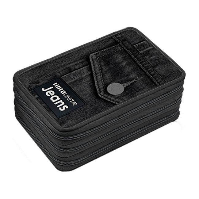 Astuccio tre zip Tinta Unita Jeans