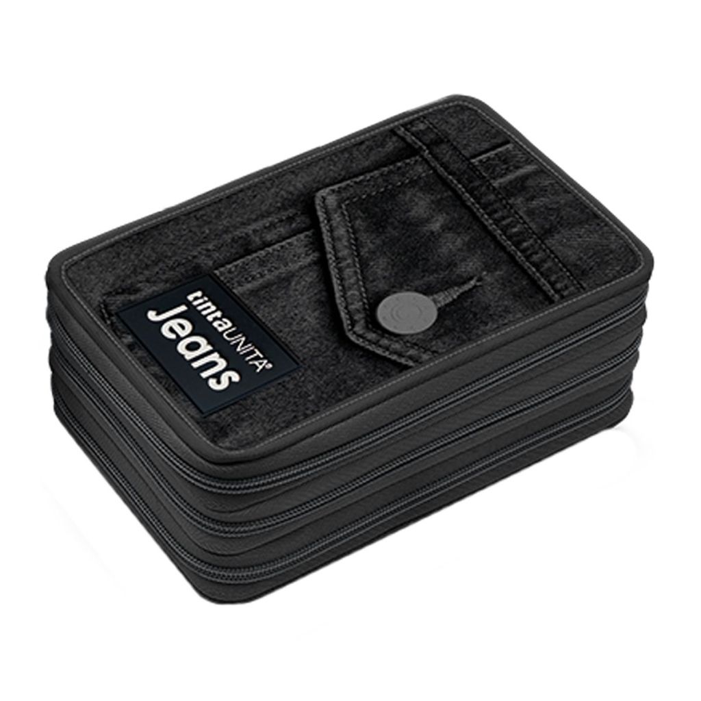 Astuccio tre zip Tinta Unita Jeans