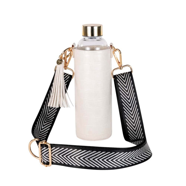 Porta borraccia in pelle vegana con bottiglia in vetro 500ml ArteBene