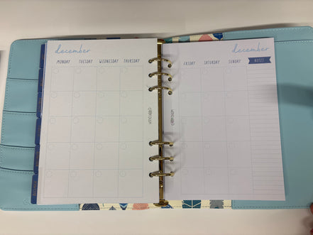 Planner con anelli A5 azzurro