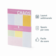 Weekly planner con layout settimanale e spazio per note e appunti
