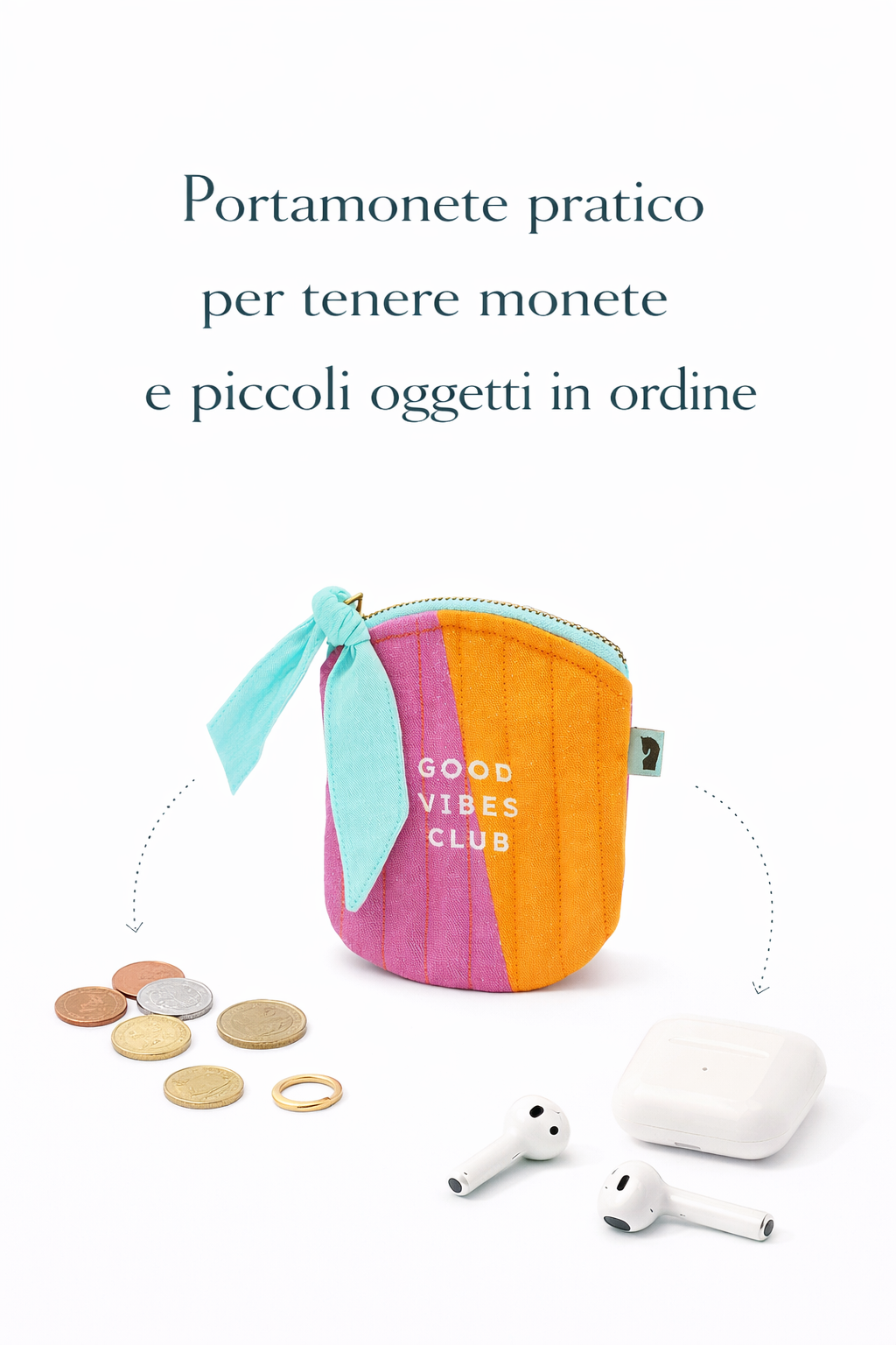 Portamonete pratico per tenere monete e piccoli oggetti in ordine
