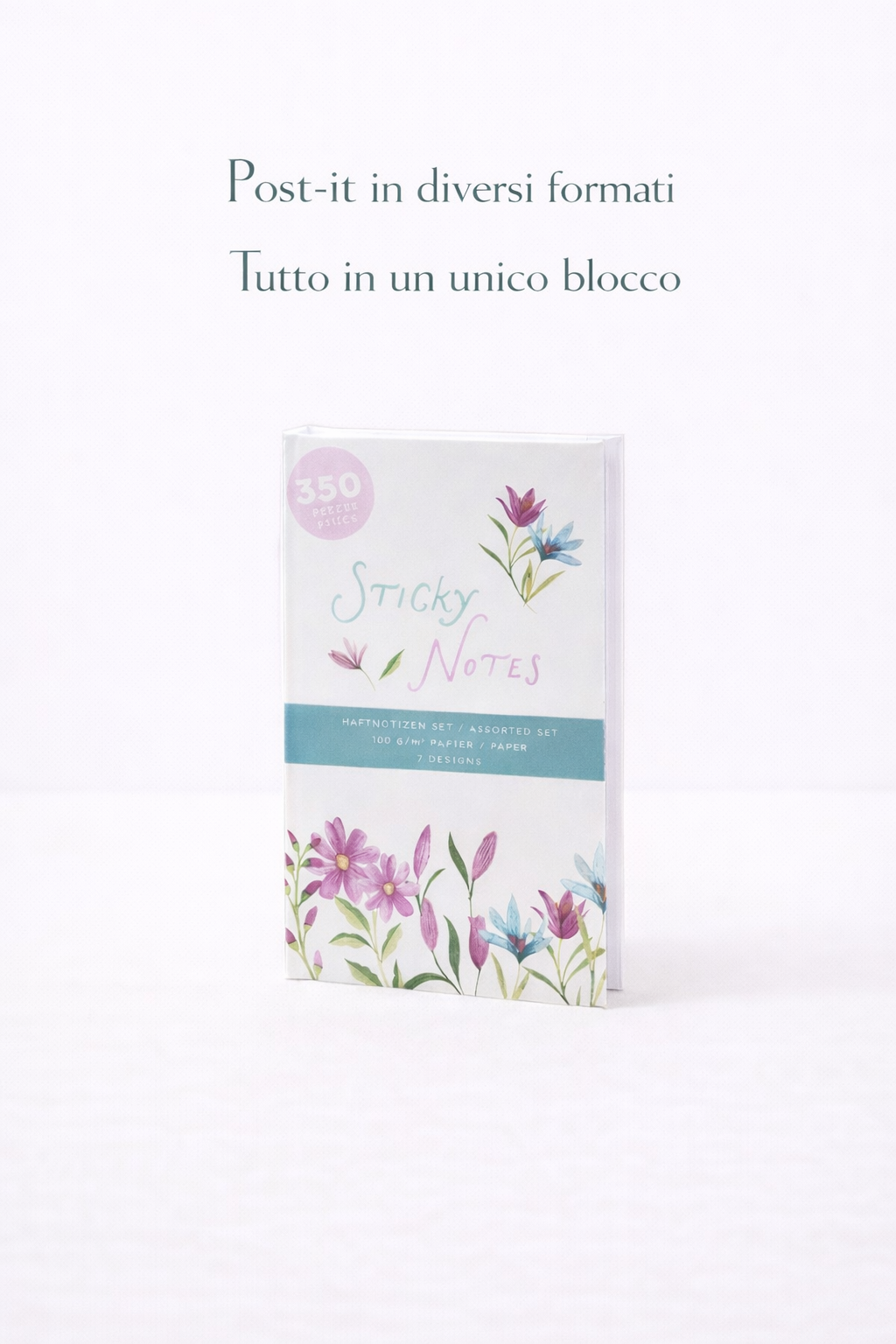 Sticky note book con diversi formati di post-it per appunti e idee

