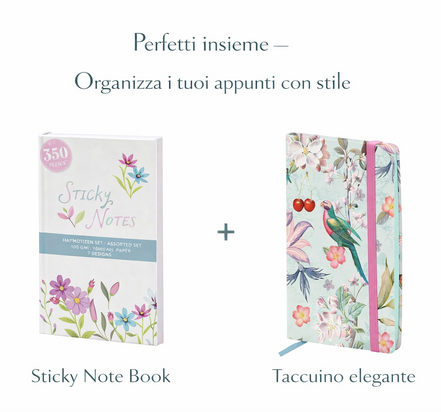 Sticky note book abbinato a taccuino per appunti e idee quotidiane
