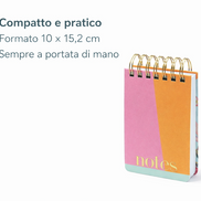 Block notes spiralato compatto con fogli a righe, ideale per appunti quotidiani