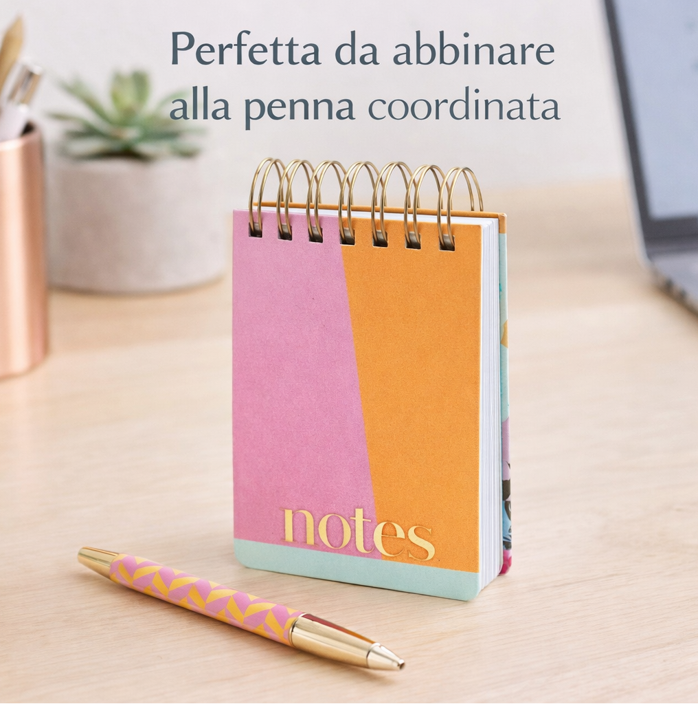 Block notes spiralato con penna a sfera abbinata per scrivere e prendere appunti
