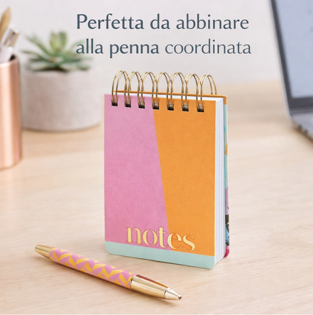 Block notes spiralato con penna a sfera abbinata per scrivere e prendere appunti
