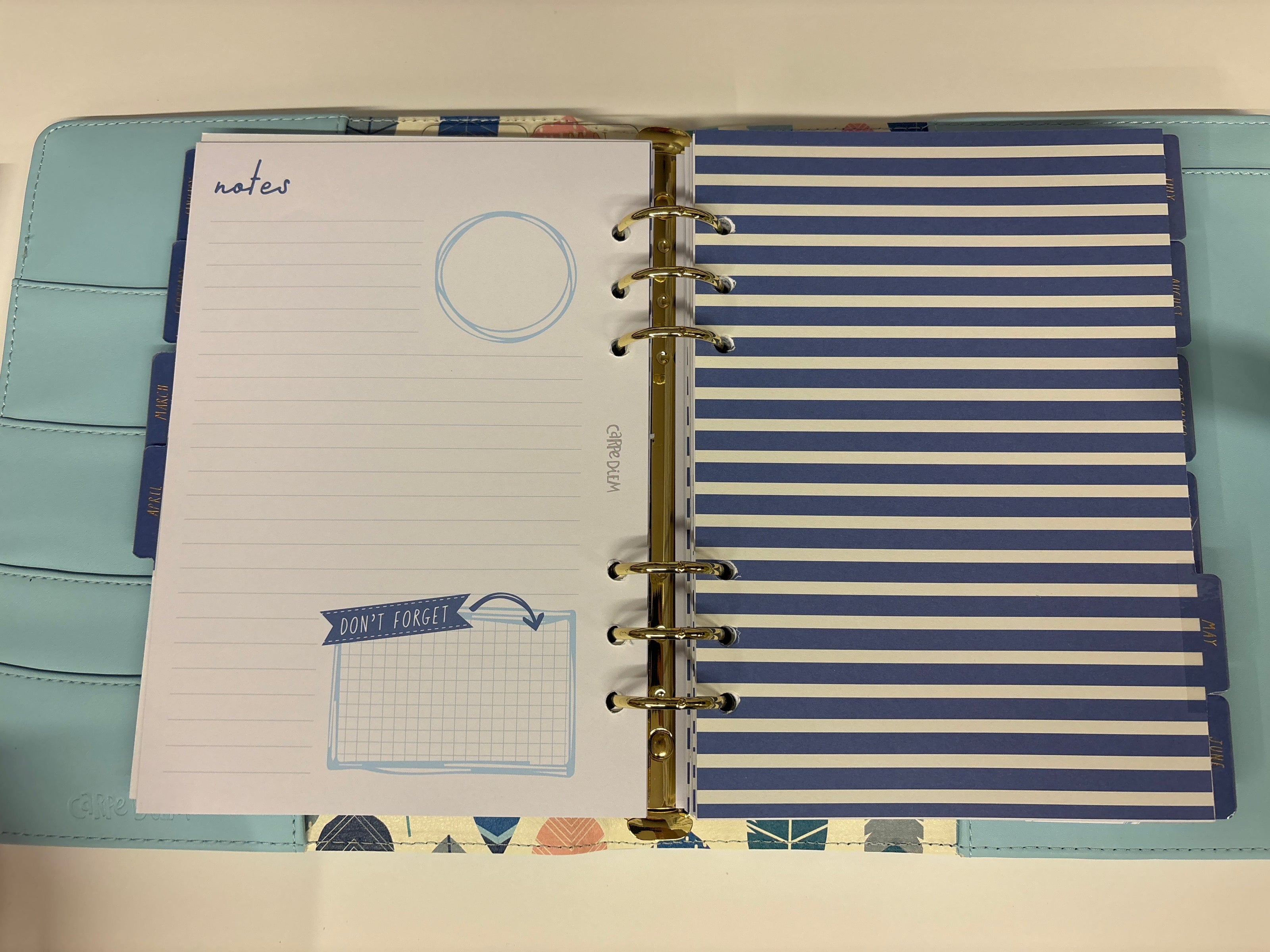 Planner con anelli A5 azzurro