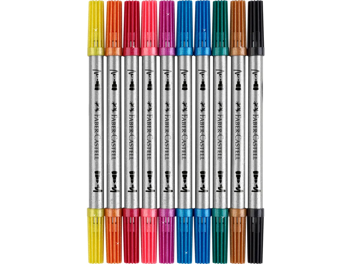 Set 10 Pennarelli Glitter Doppia Punta Faber Castell – Creatività che Brilla