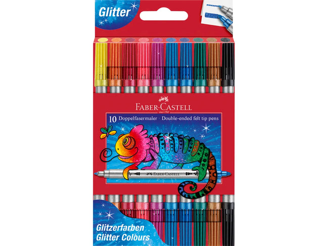 Set 10 Pennarelli Glitter Doppia Punta Faber Castell – Creatività che Brilla