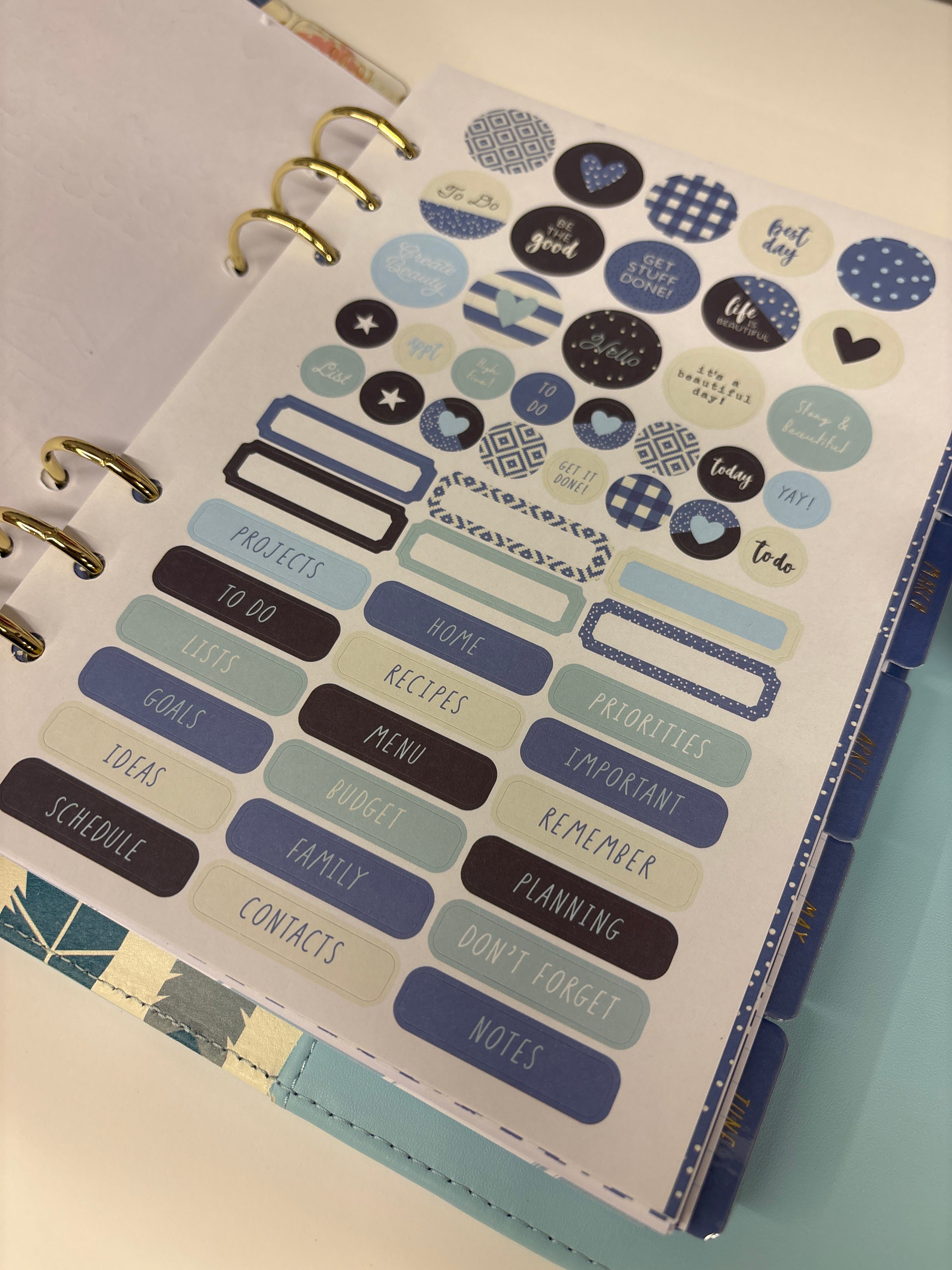 Planner con anelli A5 azzurro