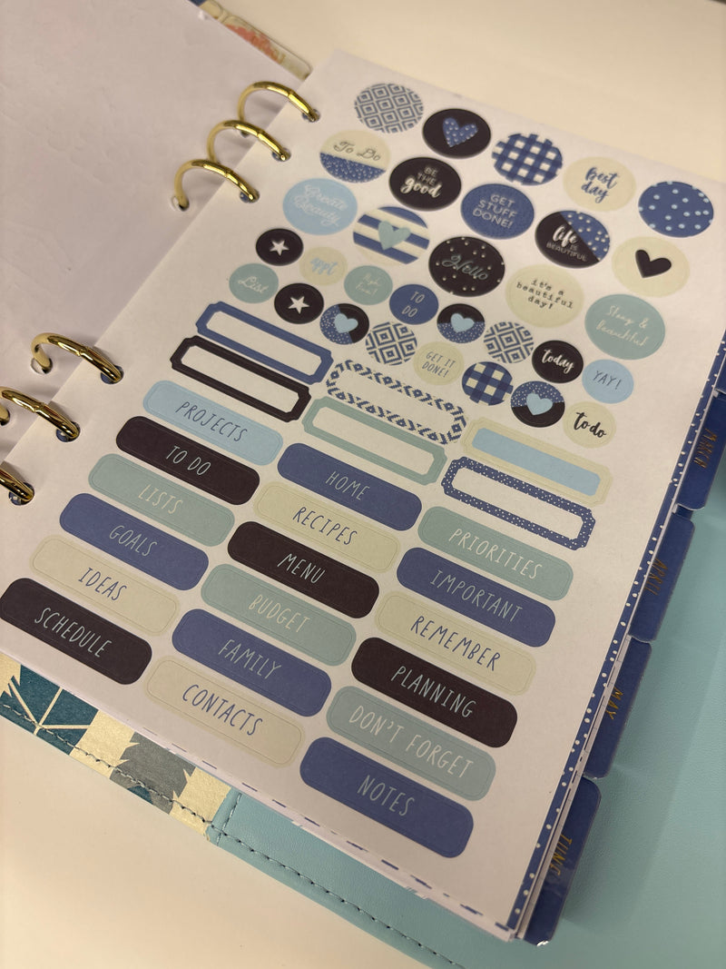 Planner con anelli A5 azzurro