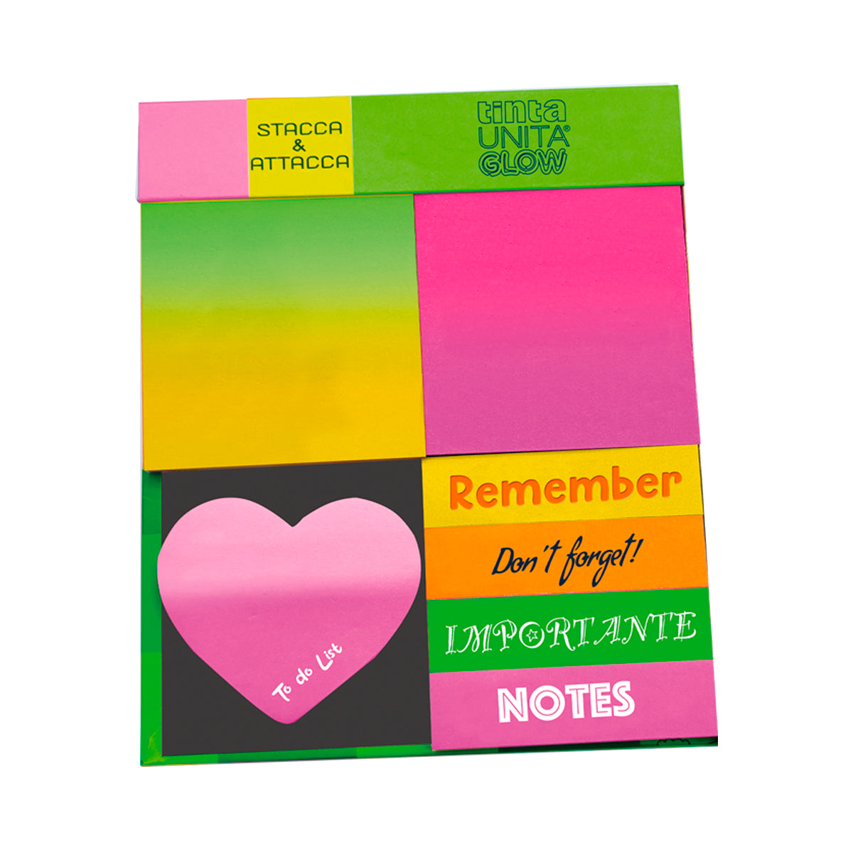 Memo tag stacca e attacca - Tinta Unita Glow