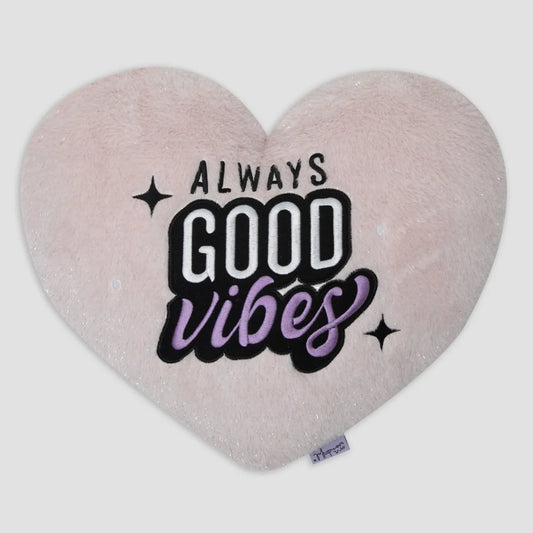 Cuscino grande di peluche a forma di cuore rosa "Always good vibes" - Mr.Wonderful