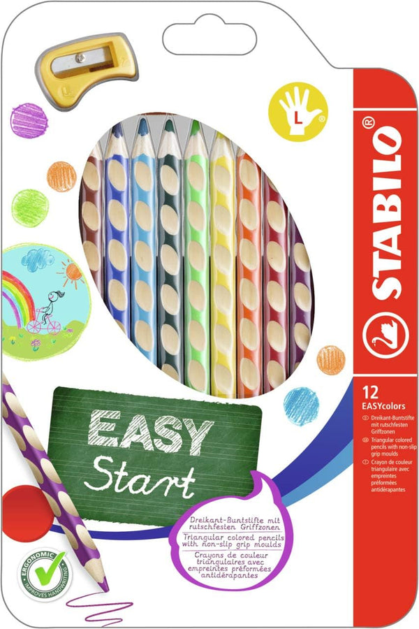 Matite colorate Stabilo Easy start per mancini 12 pz