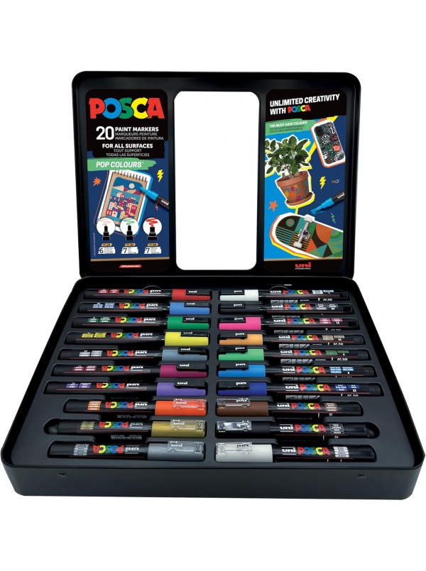 Scatola in metallo 20 Uniposca Pop Colours