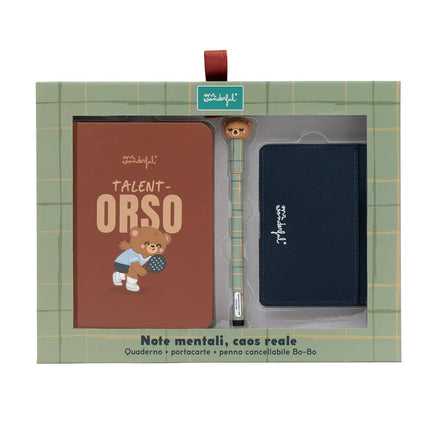 Set Regalo “Talent-Orso” Mr. Wonderful -  Organizza appunti e carte con stile