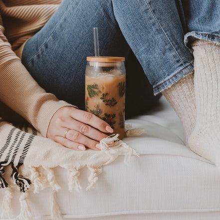 Bicchiere di Natale in vetro con cannuccia